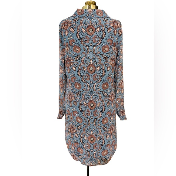Cabi Provincial Tunic Dress 3295 Blue Floral Paisley Long Sleeve Boho Size M EUC - Picture 2 of 9